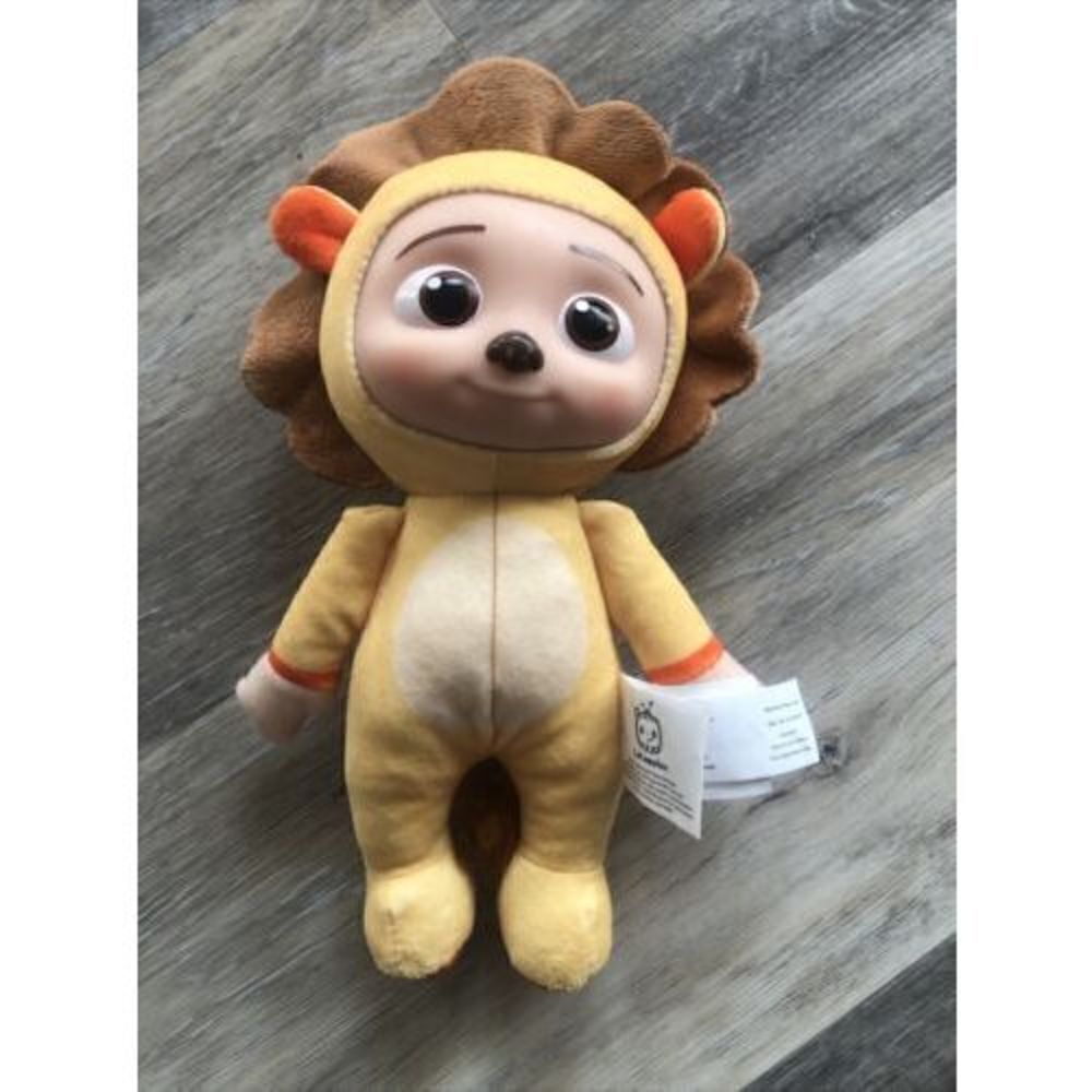 *Coco melon JJ LION Cat 8" Yellow Plush Doll Soft Toy w/ Plastic Face